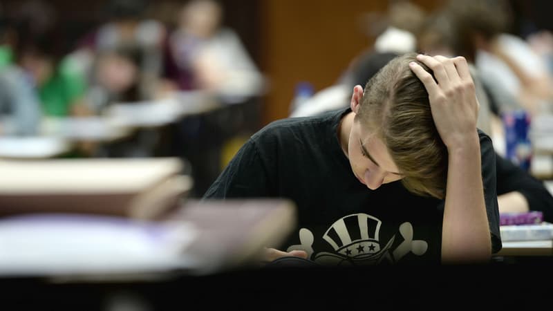 Un élève planche sur une épreuve du baccalauréat, le 16 juin 2015. 