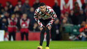 Cristiano Ronaldo à l'échauffement avec Manchester United, le 19 octobre 2022