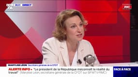 "Pas de son, pas d'image": Marylise Léon, nouvelle secrétaire générale de la CFDT, indique qu'Emmanuel Macron n'a pas pris contact avec elle depuis sa prise de fonctions