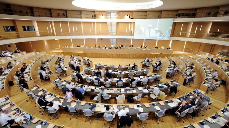 L'hémicycle du conseil régional d'Auvergne-Rhône-Alpes.