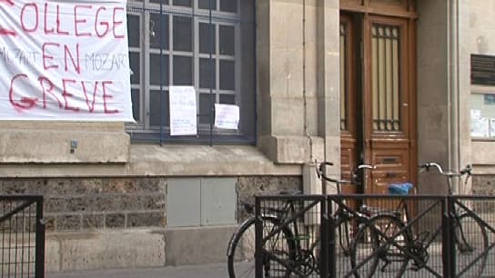 Le collège Mozart, dans le 19e arrondissement de Paris, est en grève.