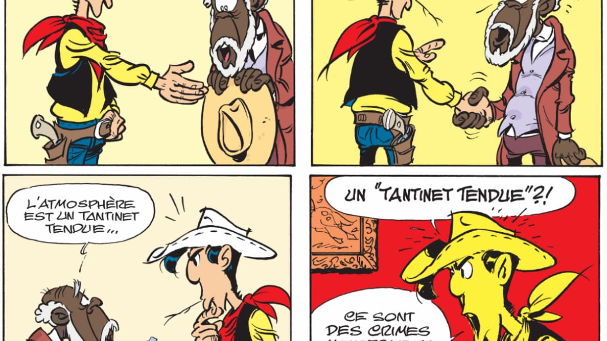 Deux "strips" du nouveau "Lucky Luke", "Un cowboy dans le coton"