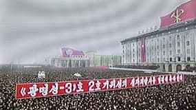 Manifestation nordcoréeenne à la gloire du leader Kim Jong Un