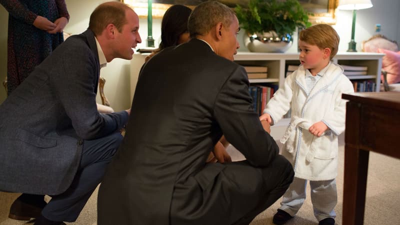 Le couple Obama rencontre le prince George à Londres en 2016