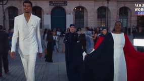 Victor Wembanyama et Marie-Josée Pérec lors du Vogue World Paris, place Vendôme le 23 juin 2024