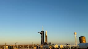 Le vaisseau spatial Clipper sur la rampe de lancement 39A avant le lancement au centre spatial Kennedy en Floride le 14 octobre 2024