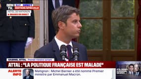 "Quelle plus belle valeur que la liberté?": Gabriel Attal rend hommage à ses parents lors de la passation de pouvoir à Matignon
