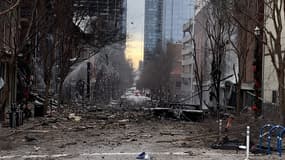 Les dégâts après l'explosion survenue sur la 2nd Avenue à Nashville le 25 décembre 2020.