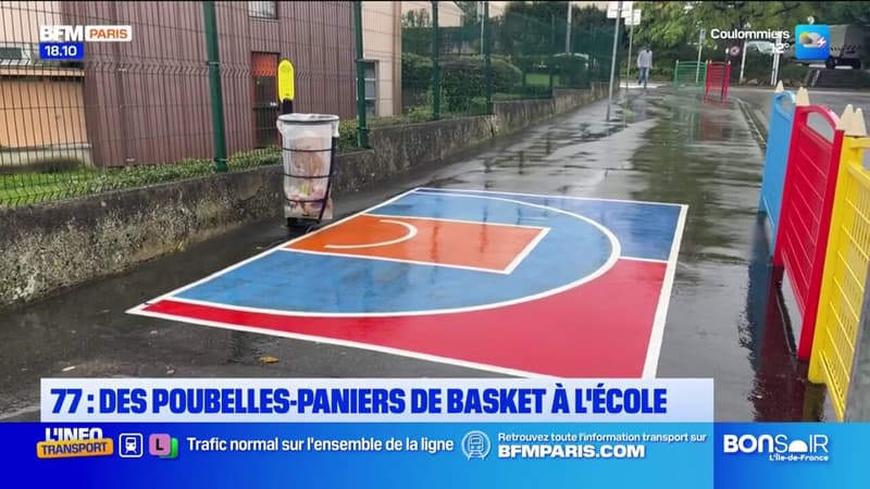 Seine-et-Marne: des poubelles-paniers de basket à l'école de Villeparisis (1/1)