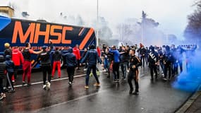 Les supporters de Montpellier avant la réception de Lens en janvier 2021