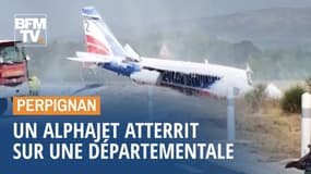 Cet Alphajet de la Patrouille de France a atterri sur une départementale