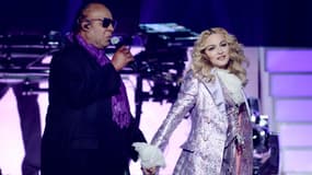 Madonna et Stevie Wonder sur scène, le 23 mai 2016