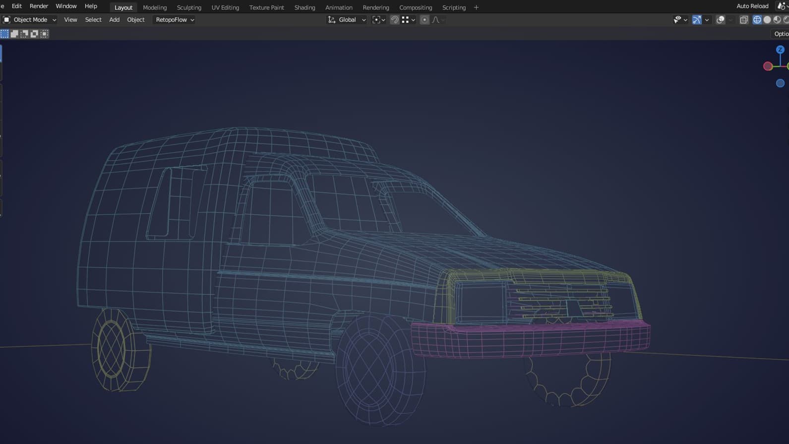 Modélisation 3D du Citroën C15 D sur Blender