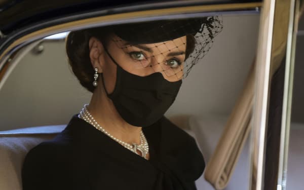 Kate Middleton aux funérailles du prince Philip en avril 2021.