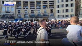  Défilé du 14-Juillet à Marseille: l'ovation reçue par les marins-pompiers 