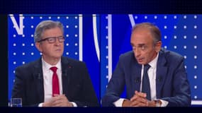 Jean-Luc Mélenchon et Eric Zemmour débattent sur BFMTV, le 23 septembre 2021.