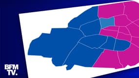 Carte des résultats du second tour des élections municipales à Paris.