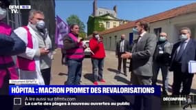 Macron promet des revalorisations de salaire: des nouvelles images du déplacement agité à la Pitié-Salpêtrière
