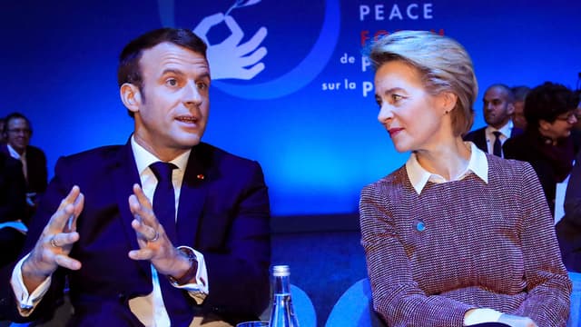 Emmanuel Macron et Ursula Von der Leyen au Forum sur la paix ce mardi