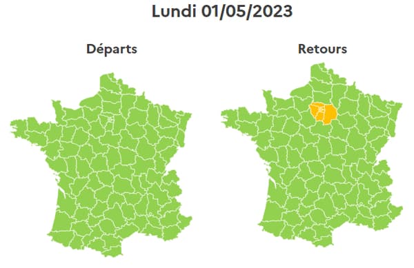 Le 1er mai est classé orange en Ile-de-France dans le sens des retours.