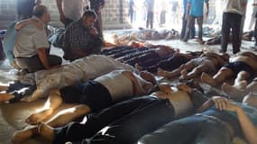 Une photo supposée des victimes de l'attaque neurotoxique en Syrie, fournie par un média d'opposition au régime de Bachar al-Assad.