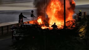 La voiture en feu de Romain Grosjean