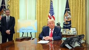 Rodolphe Saadé et Donald Trump à la Maison Blanche, ce jeudi 6 mars 2025.