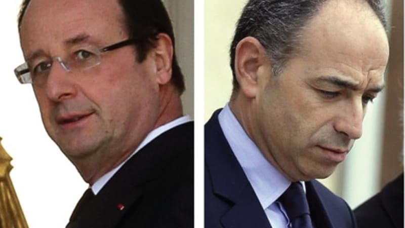 Jean-François Copé tire à boulets rouges sur la politique de François Hollande, parlant de "décalage terrible" et de "rupture" entre le président français et la situation du pays. /Photos prises les 27 mars 2013 et 27 novembre 2012/REUTERS/Philippe Wojaze