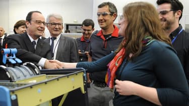 François Hollande lors de sa visite chez Figeac Aéro le 14 avril dernier
