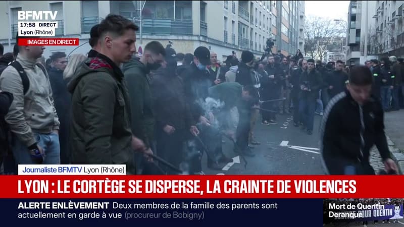 Mort de Quentin Deranque : le cortège touche à sa fin à Lyon
