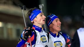 Eric Perrot et Quentin Fillon Maillet à Kontiolahti en décembre 2024.