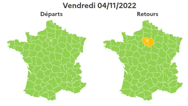 Bison Futé a classé la journée orange en Ile-de-France dans le sens des retours.