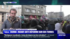 Retraites: manifestation à Vire dans le Calvados, fief d'Élisabeth Borne - 01/04
