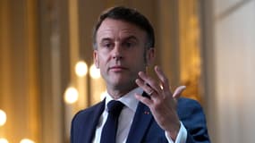 Le président de la République, Emmanuel Macron, à l'Élysée le 6 janvier 2025 