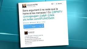 Le message reçu par Vincent Autin sur Twitter le 2 février 2014.