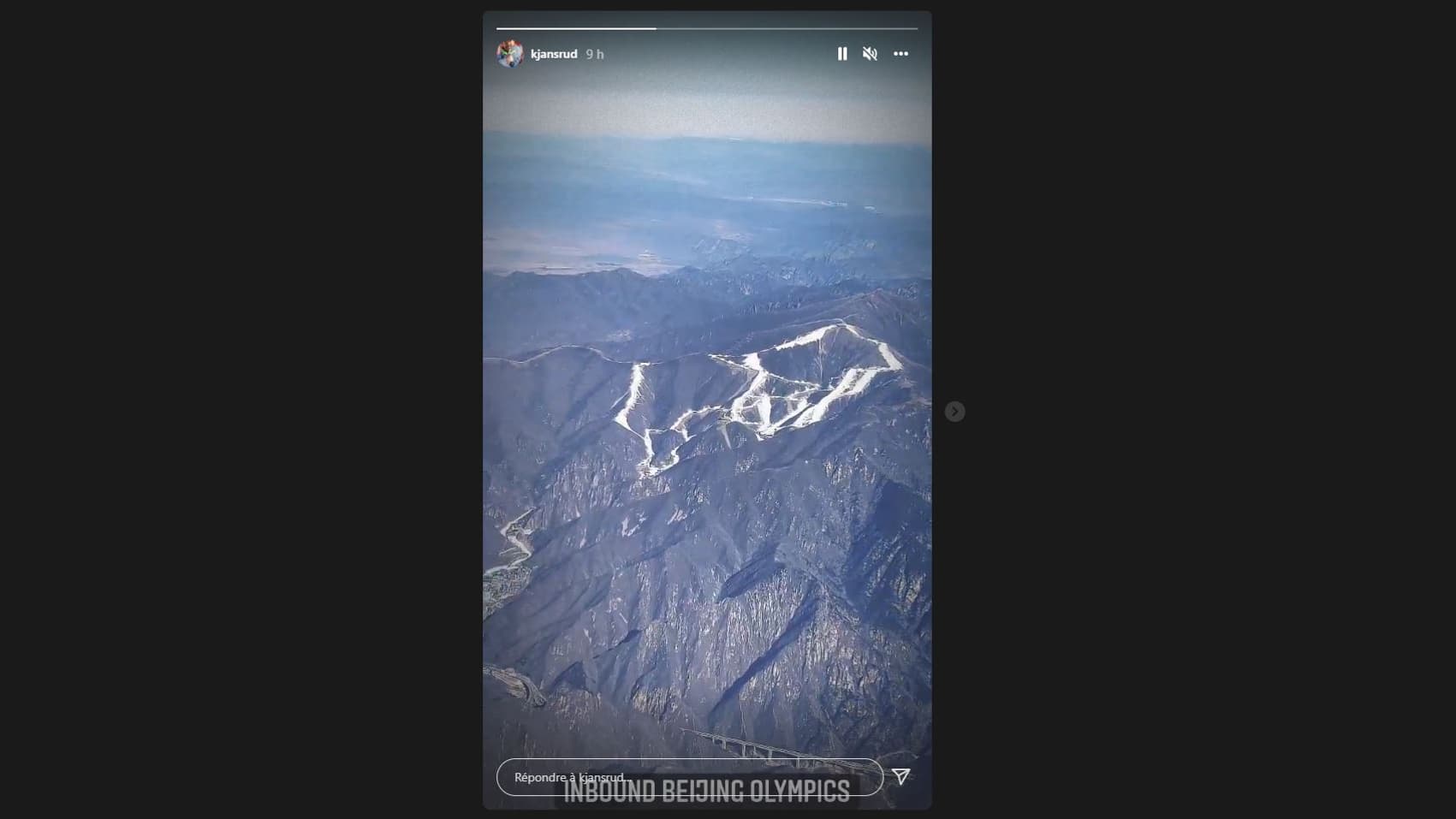 Les pistes de Pékin vues du ciel prises par le skieur norvégien, Kjetil Jansrud