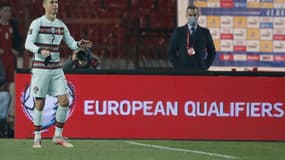 L'attaquant portugais Cristiano Ronaldo durant le match de qualification pour le Mondial-2022 de football, Serbie-Portugal (2-2), sur le stade Rajko Mitic, à Belgrade, le 27 mars 2021