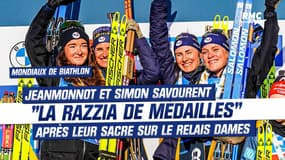 Mondiaux de biathlon : En or sur le relais féminin, Jeanmonnot et Simon savourent la "razzia de médailles françaises" 