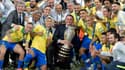 Jair Bolsonaro au milieu des joueurs