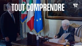 Mario Draghi et Sergio Mattarella à Rome le 21 juillet 2022. 