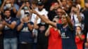 La joie de l'attaquant du Paris Saint-Germain, Kylian Mbappé, après avoir marqué le 3e but face à Clermont, lors de leur match de Ligue 1, le 11 septembre 2021 au Parc des Princes