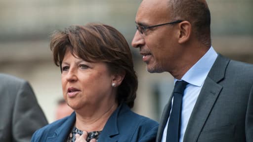 Martine Aubry avec Harlem Désir le 12 septembre 2012 pour le congrès du parti.