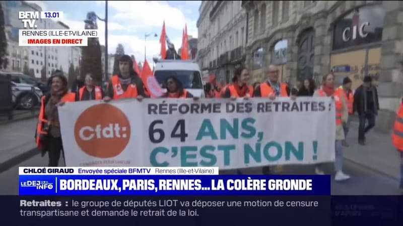 Retraites: plusieurs milliers de manifestants à Rennes au lendemain de l'utilisation du 49.3