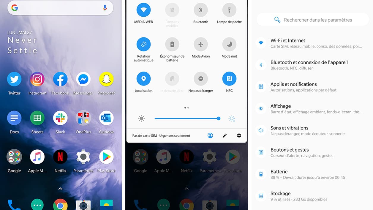 L'interface du OnePlus 7 Pro