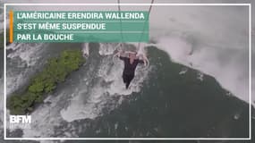 Cette acrobate se suspend par la bouche au-dessus des chutes du Niagara