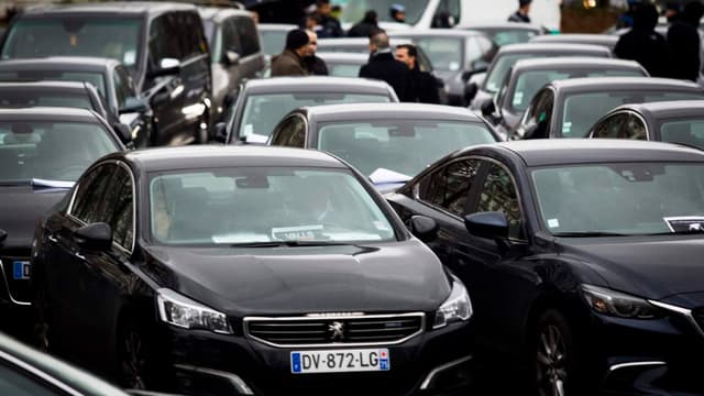 Des chauffeurs VTC lors d'une manifestation en 2014