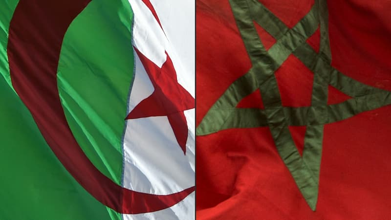 Les drapeaux algérien et marocain.