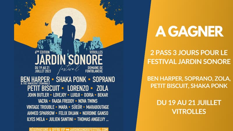 A gagner : 2 pass 3 jours pour Jardin Sonore (Ben Harper, Shaka Ponk, Soprano, Petit Biscuit...) 