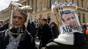 Des manifestants lors d'une manifestation contre la réforme des retraites, à Paris le 13 avril 2023