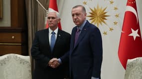 Le vice-président américain Mike Pence et le président turc Erdogan le 17 octobre dernier à Ankara.